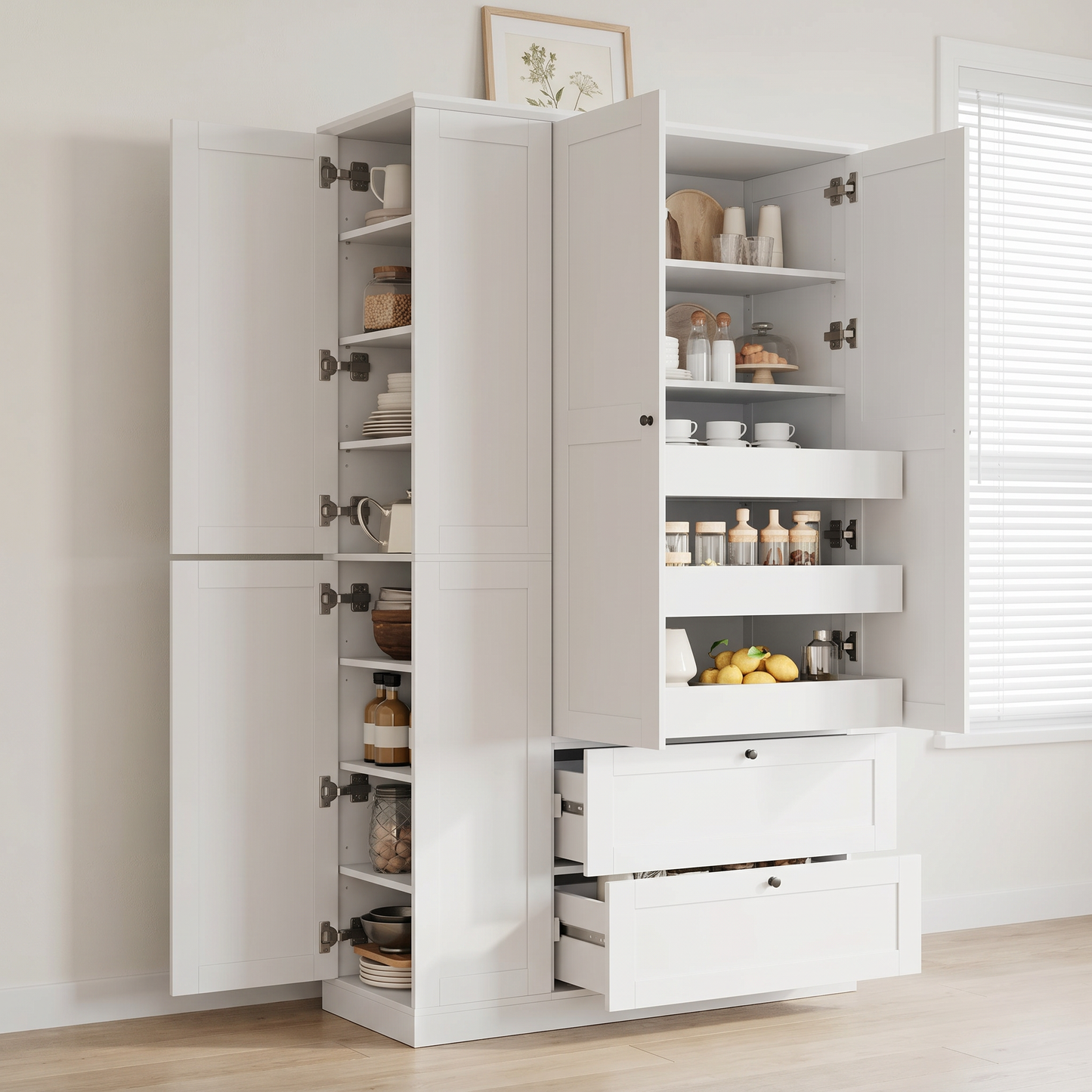 TOPMAX 73.6" Tall Farmhouse Kitchen Pantry Cabinet with 8 Shelves