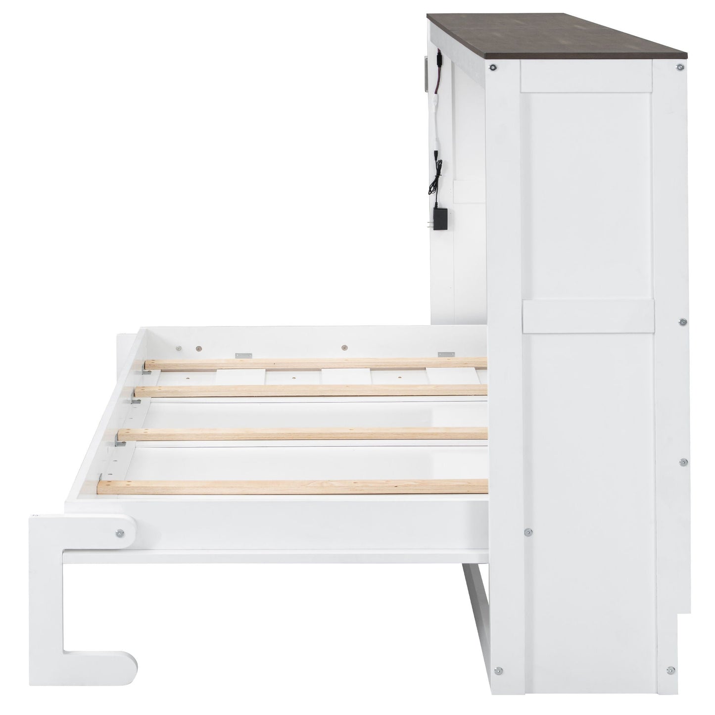 Murphy Bed With LED Light, Foldable Wall Bed Cabinet