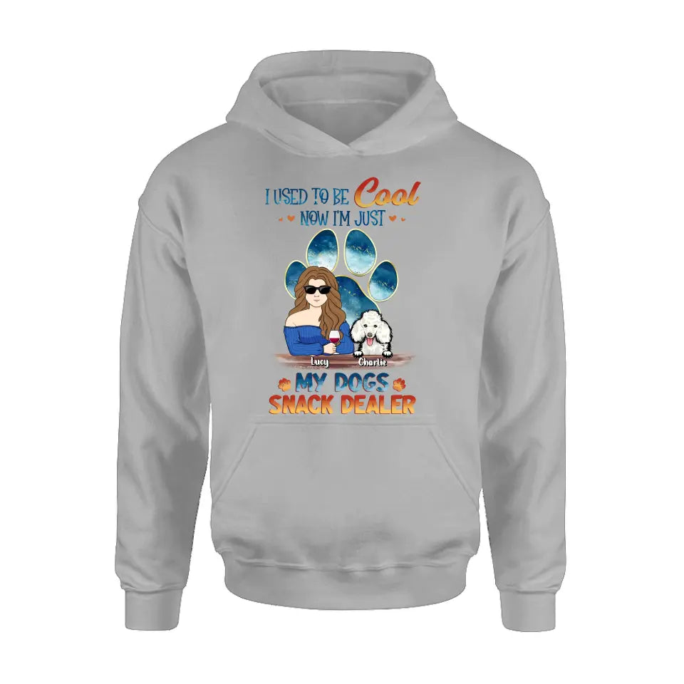 Personalized Dog Mom Shirt/Hoodie - Up to 6 Dogs - Gift Idea For Mother's Day/Birthday/Dog Lover - I Used To Be Cool Now I'm Just My Dogs Snack Dealer