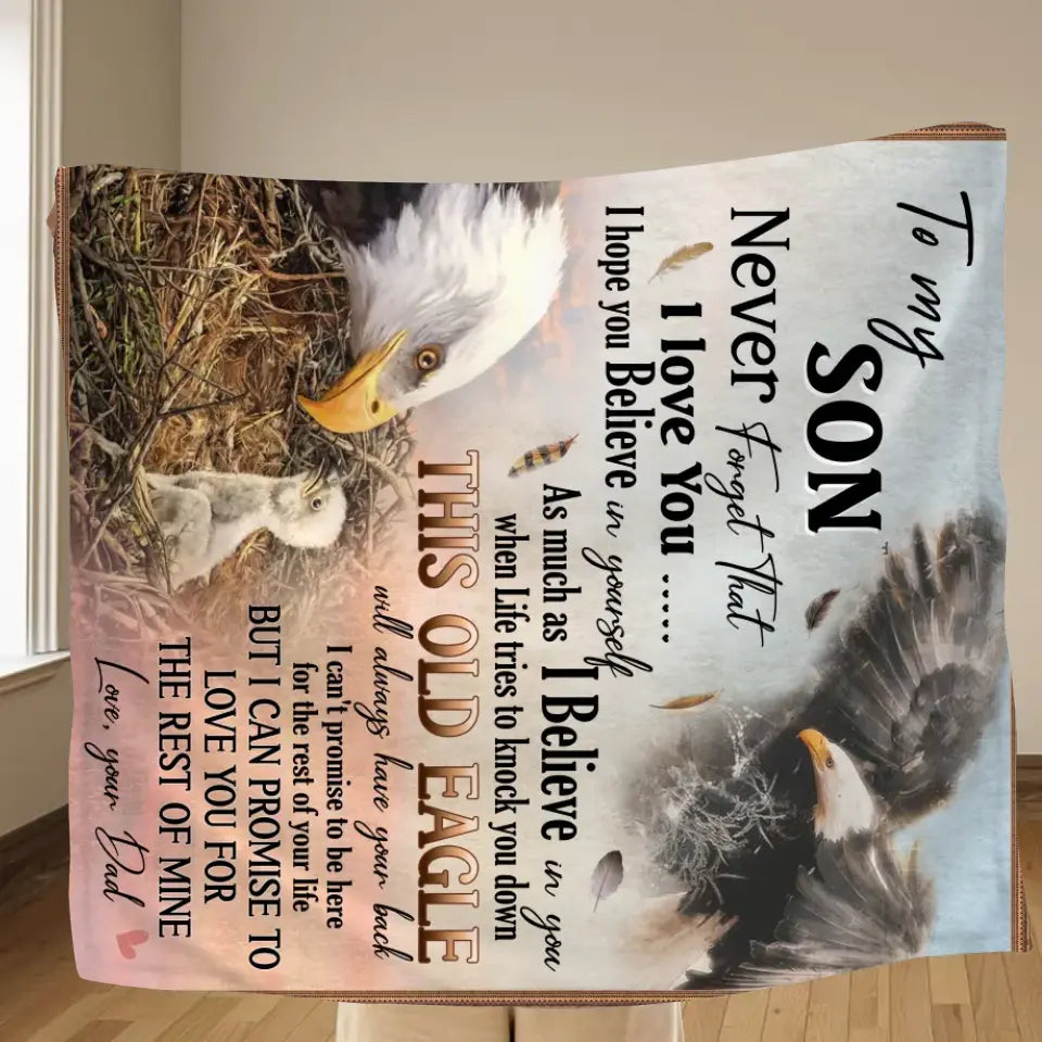 To My Son Fleece Throw Blanket & Quilt - Birthday Gift Idea From Mom Dad To Son - Never Forget That I Love You