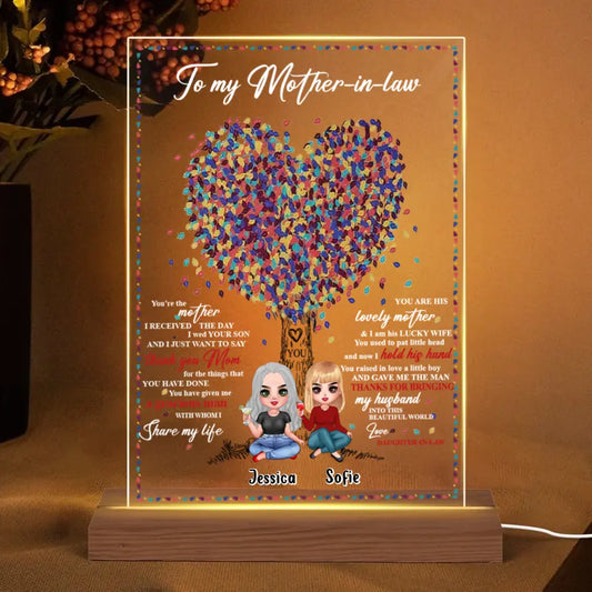 Custom Personalized Mom Acrylic Night Light - Gift Idea For Mother's Day/Mother-In-Law - You're The Mother I Received The Day I Wed Your Son