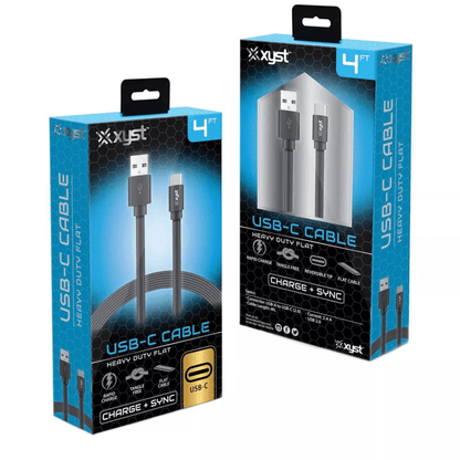 Xyst Charge and Sync USB to USB-C Flat Cable 4Ft