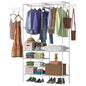 Metal Garment Rack Shoe Clothing Organizer Shelves Freestanding Multifunctional Clothes Wardrobe
