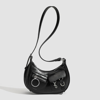 Design Stylish Retro Small Crossbody Bag - Versatile Punk Crescent Bag for Everyday Use