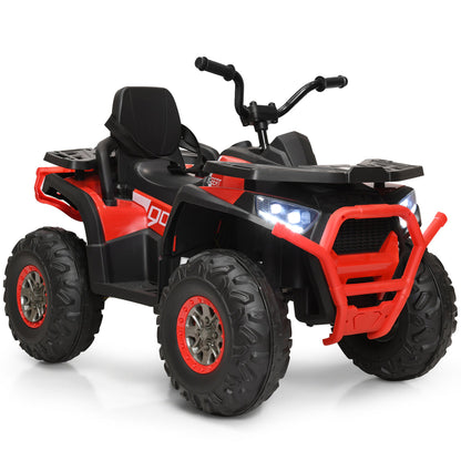 Electric Kids Ride On ATV 4-Wheeler Quad with LED Lights in Black/Red/White