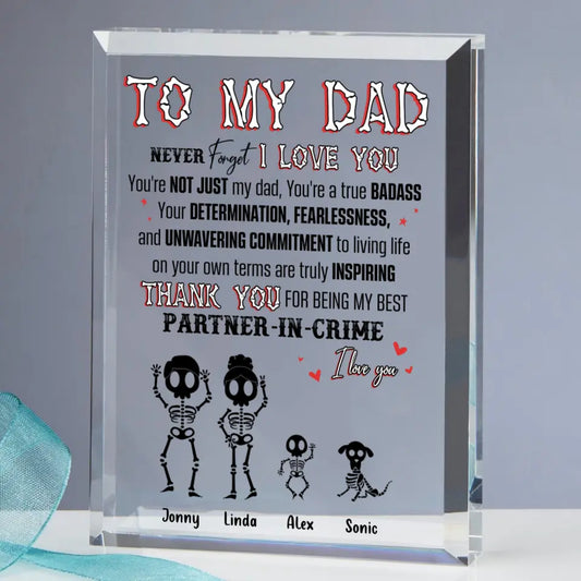 Personalized Family Acrylic Plaque - Parents with Up to 3 Children & 2 Pets - Gift Idea For Family/Father's Day - To My Dad
