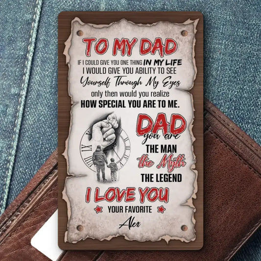 Personalized To My Dad Aluminum Wallet Card - Gift Idea From Kid To Dad/ Father's Day Gift - Dad, You Are The Man, The Myth, The Legend