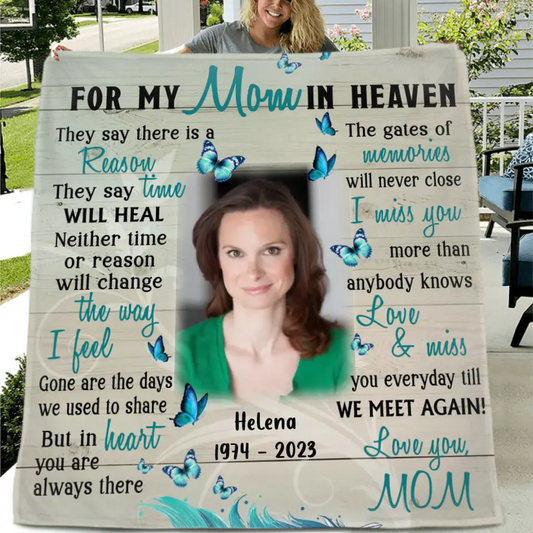 Personalized Memorial Photo Fleece Throw Blanket/Quilt - Memorial Gift Idea For Mother's Day - I Miss You More Than Anybody Knows