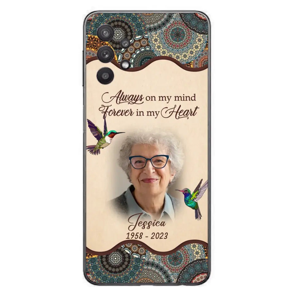 Custom Personalized Memorial Photo Phone Case - Memorial Gift Idea For Mother's Day/Father's Day - Always On My Mind, Forever In My Heart - Case For iPhone/Samsung