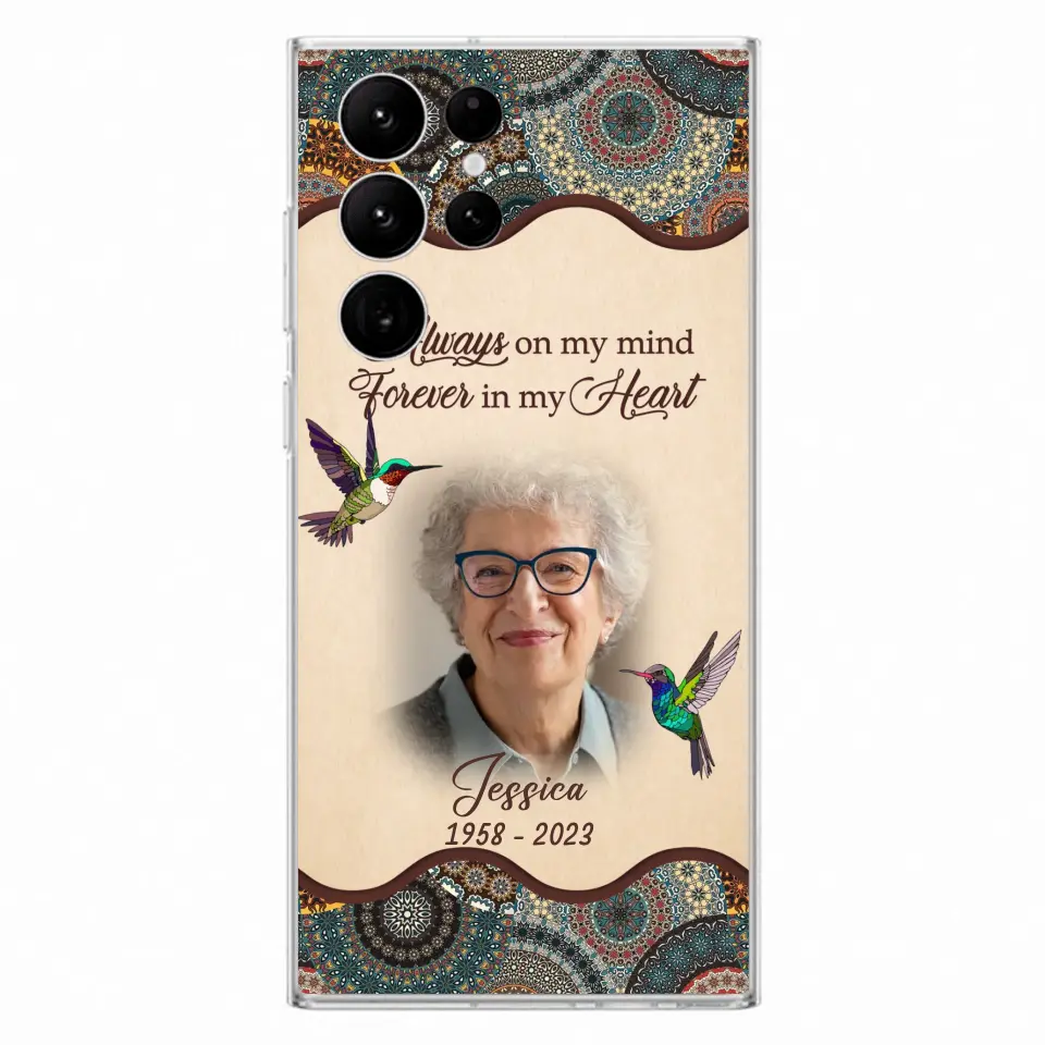 Custom Personalized Memorial Photo Phone Case - Memorial Gift Idea For Mother's Day/Father's Day - Always On My Mind, Forever In My Heart - Case For iPhone/Samsung