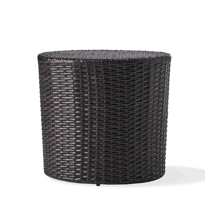 Kingstown RD Barrel Side Table, Outdoor Wicker End Table