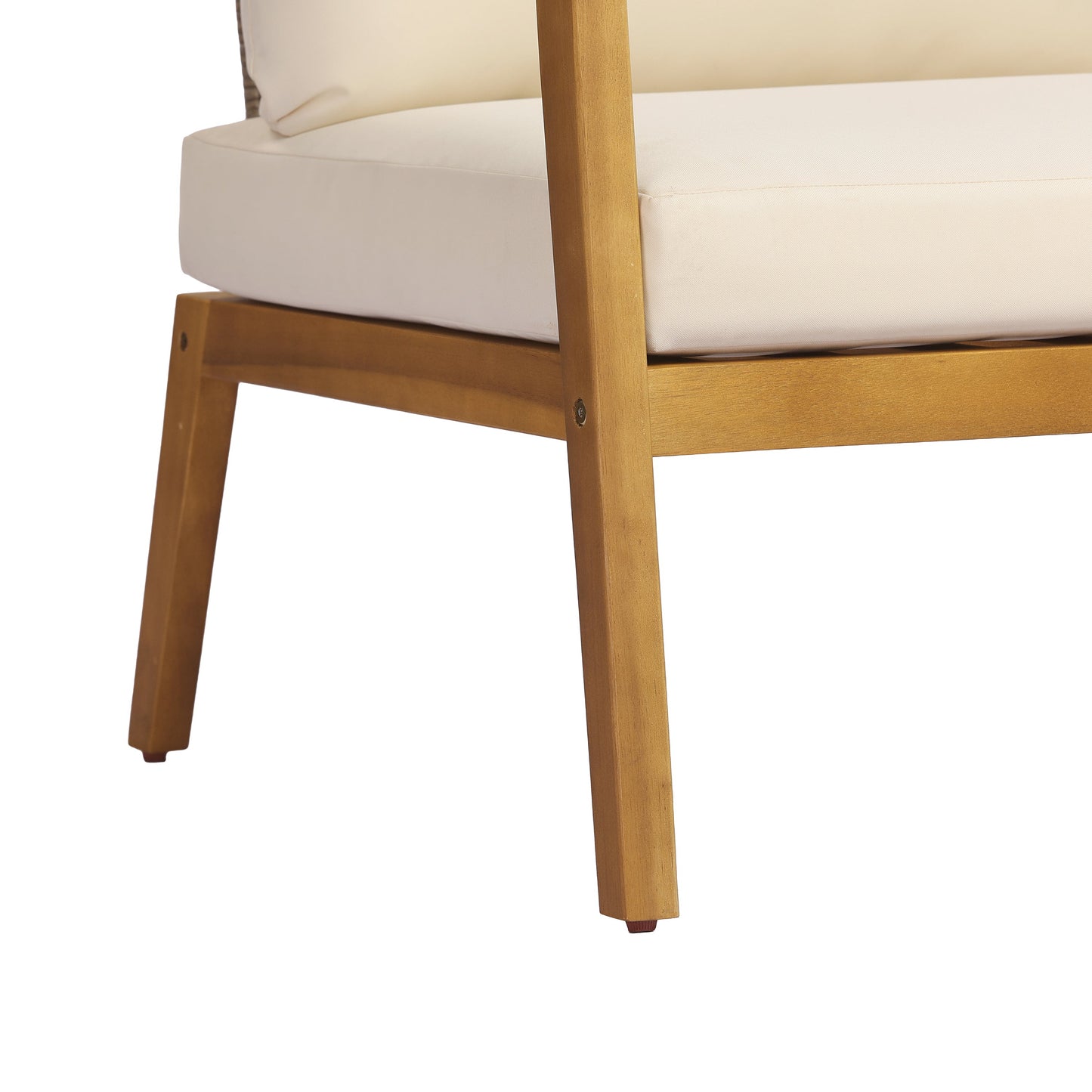 Acacia Wood Outdoor Patio Club Chair with PE Wicker Backrest & Cushions