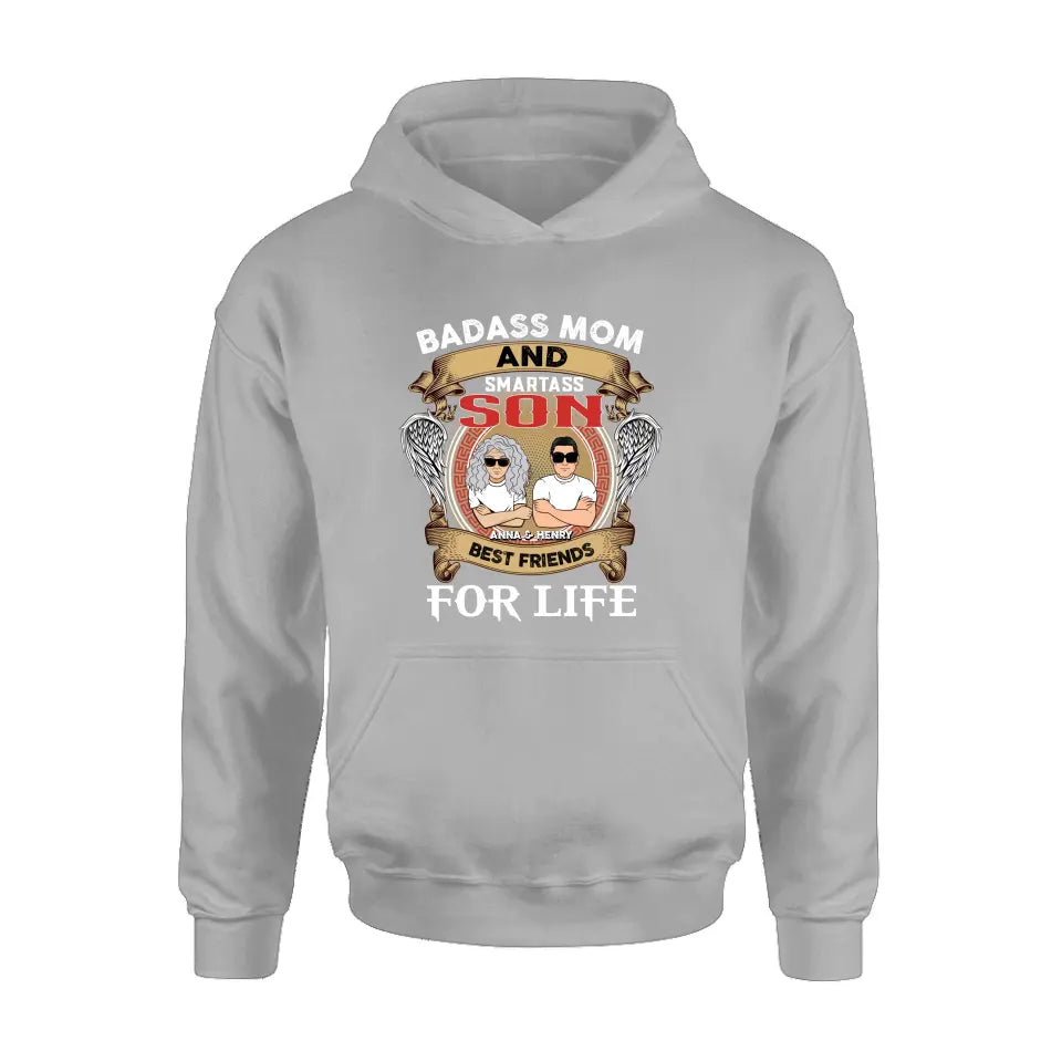 Personalized Mother And Son T-shirt/Long Sleeve/Sweatshirt/Hoodie - Gift Idea For Mother's Day - Badass Mom And Smartass Son Best Friends For Life