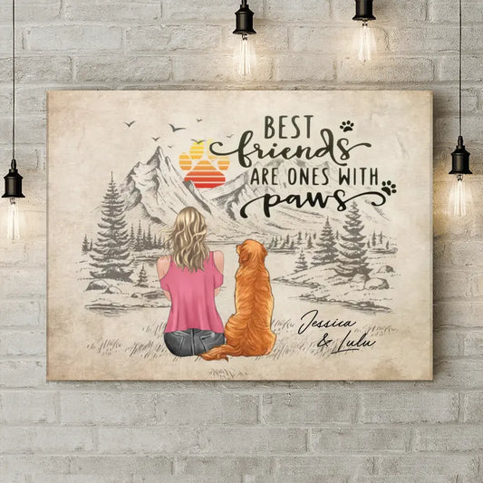 Personalized Dog Mom Canvas - Up to 5 Dogs - Mother's Day Gift For Dog Lovers - Best Friends Are Ones With Paws