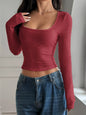 Ribbed Long Sleeve Crop T-Shirt