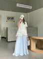 Spring And Summer New Plus-Size Pleated Skirt For Women, Stylish Pleated A-Line Long Skirt, Chiffon High-Waisted Tulle Skirt For Plus-Size Women