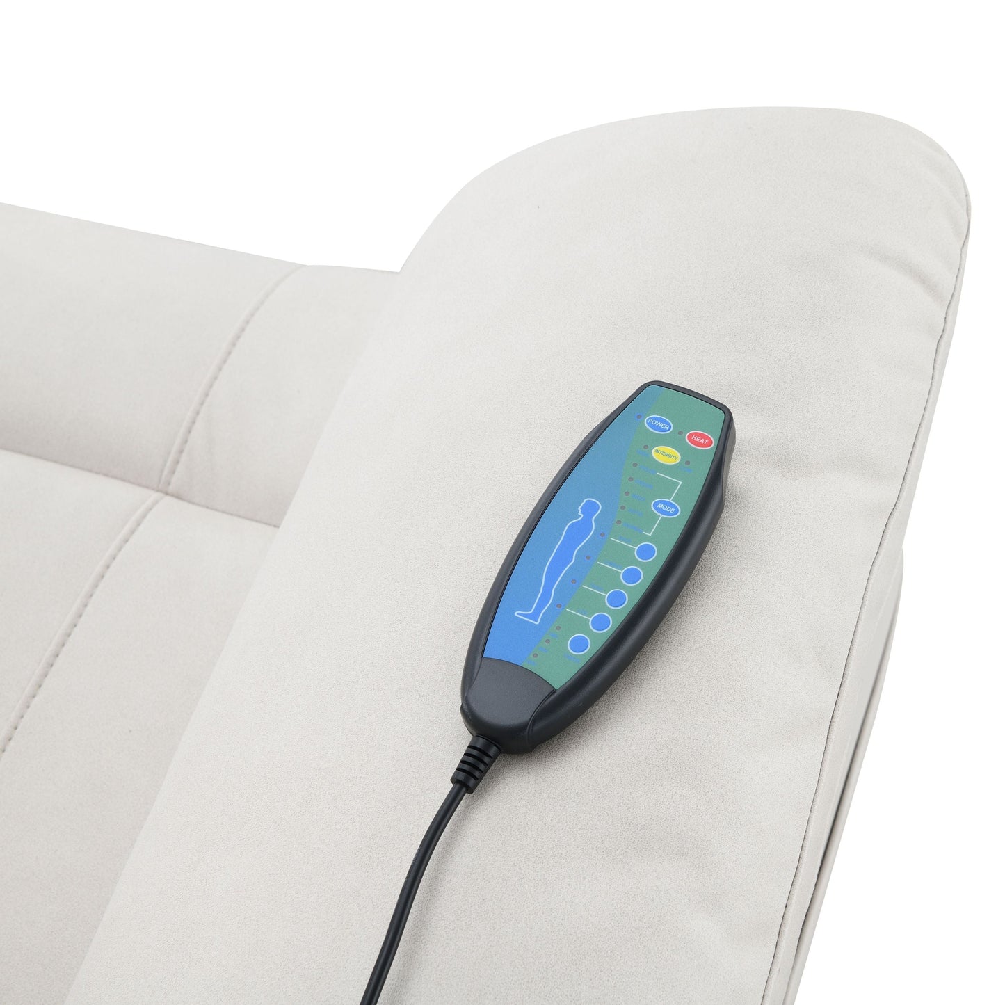 Chriki Beige Fabric Power Recliner with Lift, Heating, and Massage