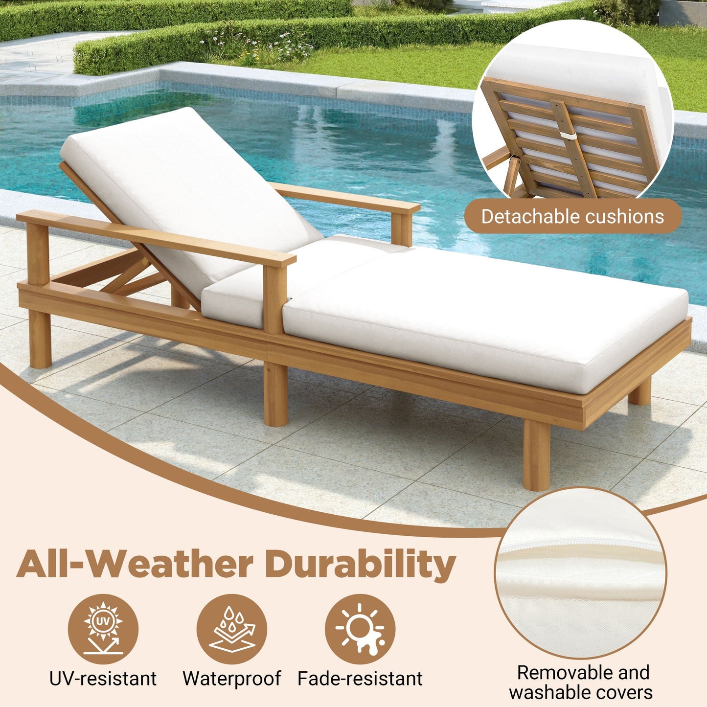 5 Position Adjustable Outdoor Chaise Lounge