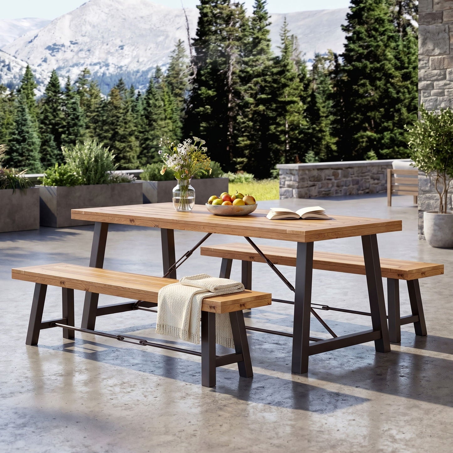 Catriona 3 Piece Wood Outdoor Dining Set - Teak