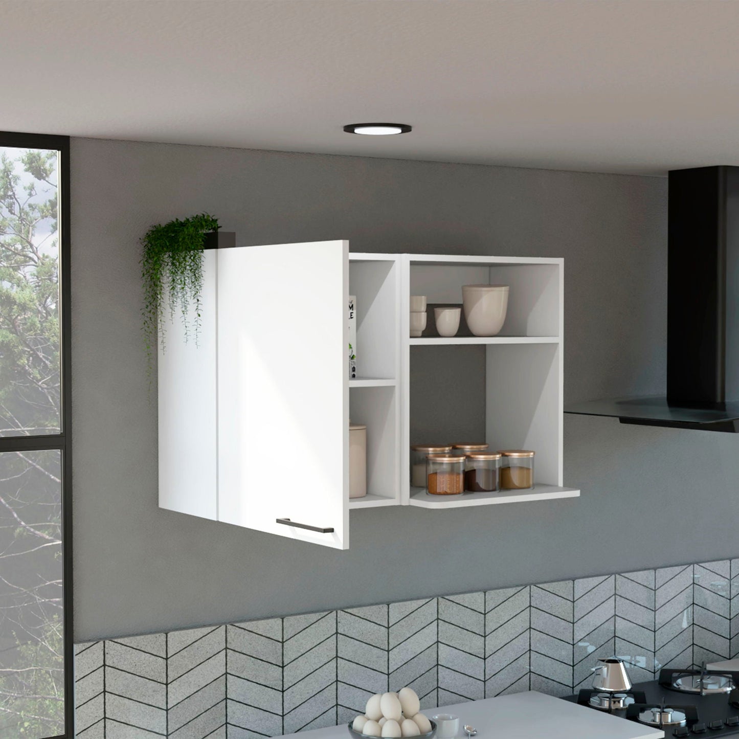 Burwood Kitchen Wall Cabinet with 2 Doors and Shelves - White