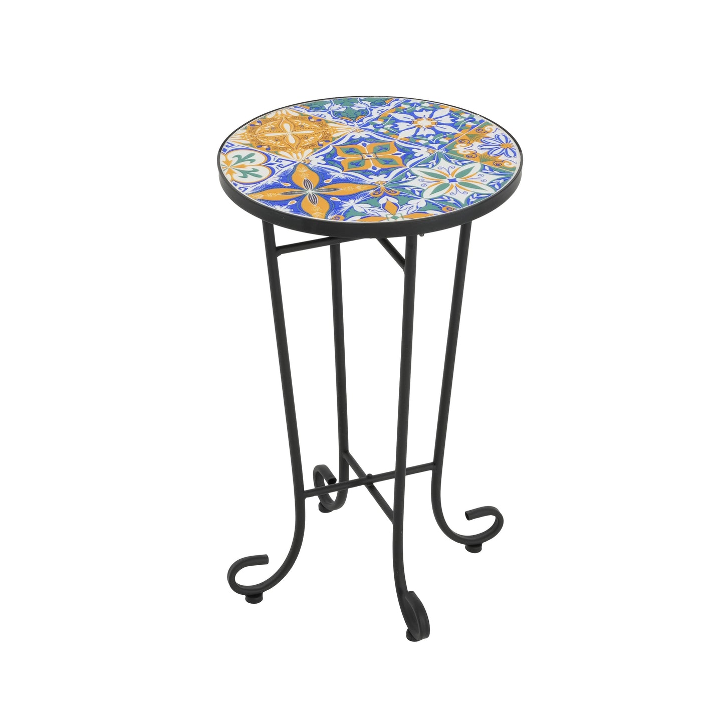 Patio Side Table, Colorful + Black