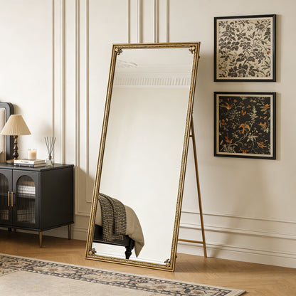 Full Length Mirror With Stand, Floor Standing Dressing - Antique Gold