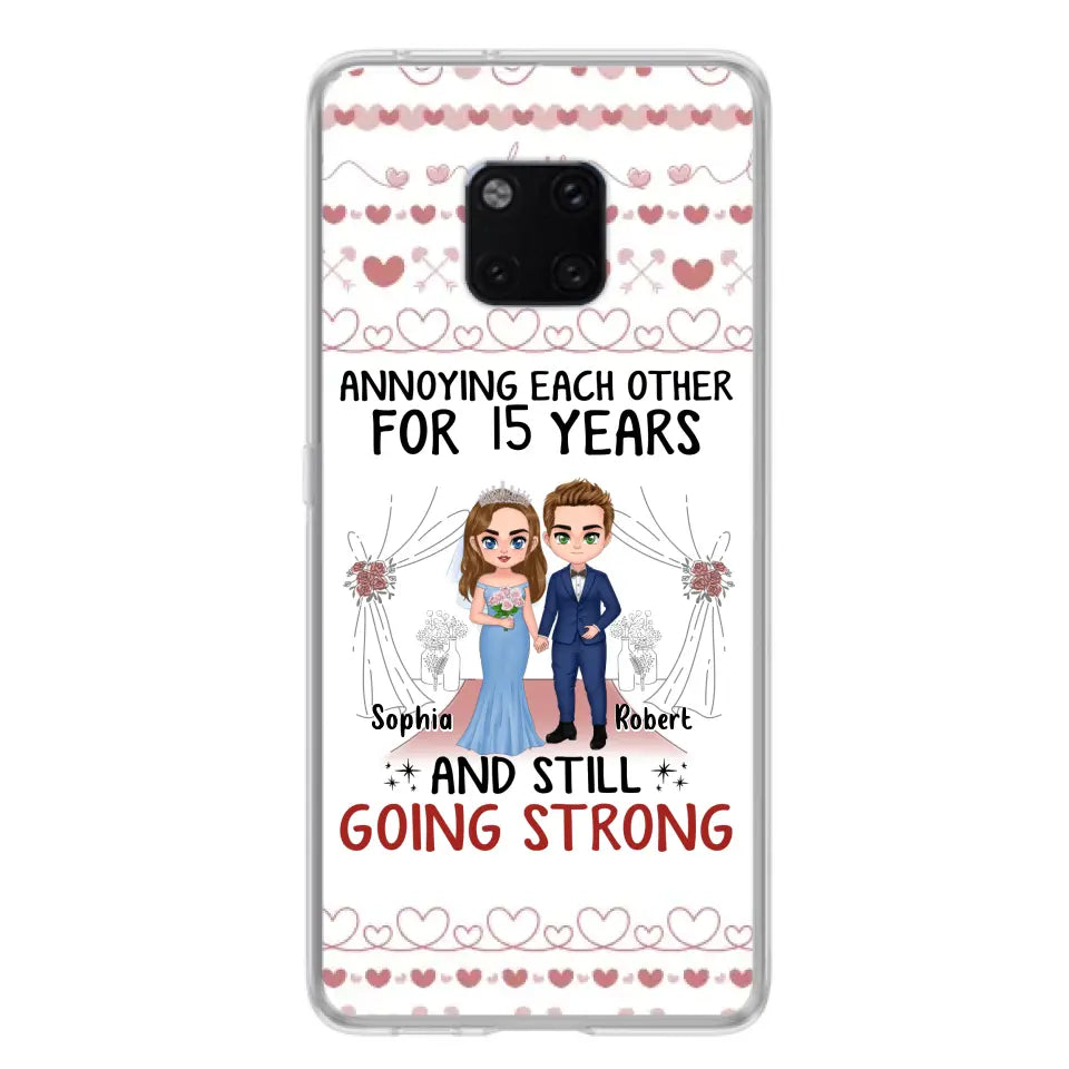 Custom Personalized Chibi Couple Phone Case - Best Gift Idea For Couple/Husband/Father's Day - Annoying Each Other For 15 Years And Still Going Strong - Case For Oppo/Xiaomi/Huawei