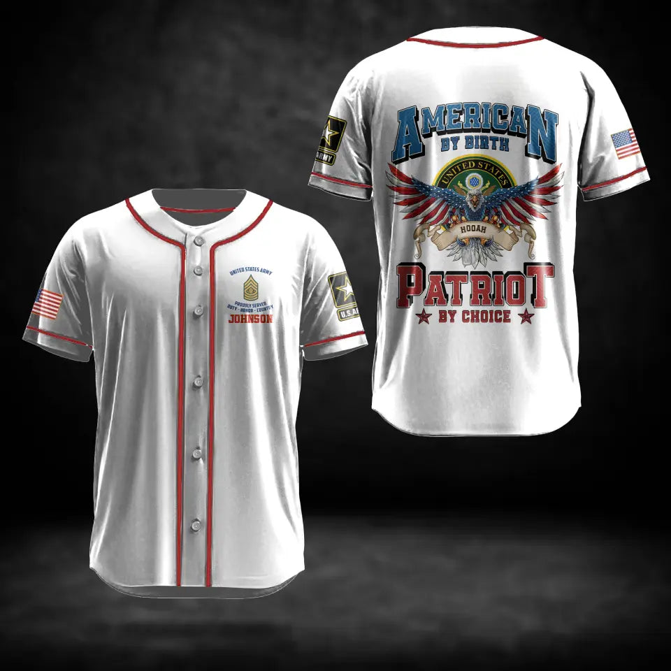 Personalized  Veteran Baseball Jersey - Gift Idea For Veteran/Father's Day/Birthday/Independence Day - American By Birth Patriot By Choice