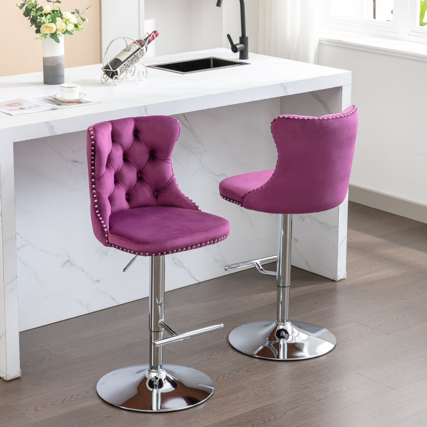 Swivel Adjustable Height Barstools Set of 2