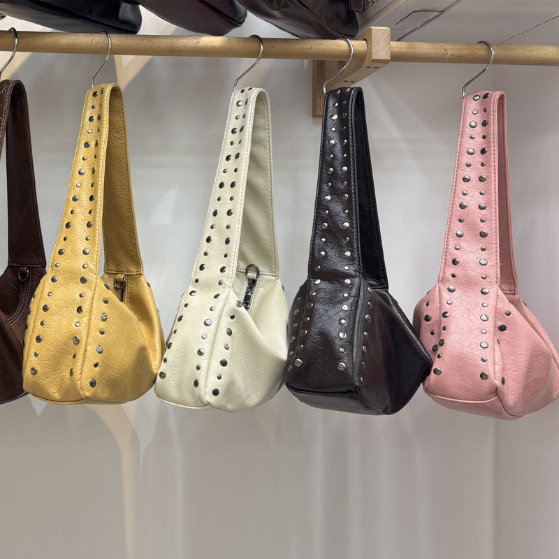 Niche Vintage Biker-style Studded Underarm Bag