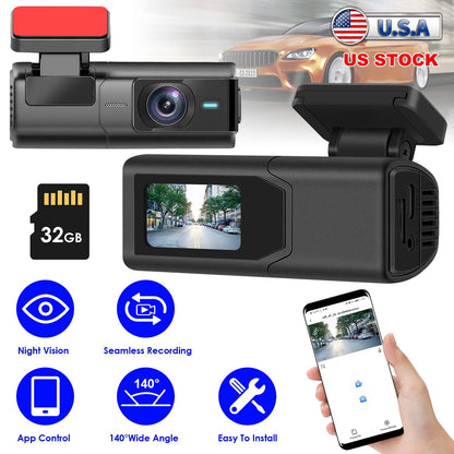 2K HD Front Dash Cam For Car With IPS Screen Night Vision Loop Recording Included 32G Storage Card 140¡ Wide Angle WiFi App Control Front Dashcam