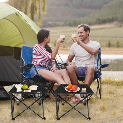Portable Folding Camping Table with Cup Holders & Carry Bag