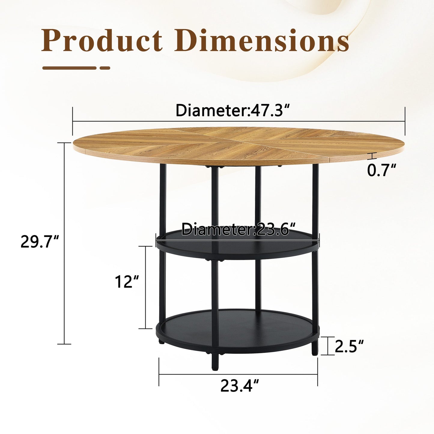 47.3-Inch Diameter Modern Splicing Circular Dining Table