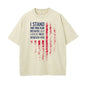 Personalized America Flag T-Shirt, Water-Wash Cotton Tee with Some Inspirational Language, 89000-23020035