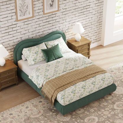 Upholstered Platform Bed Frame With Curved Headboard