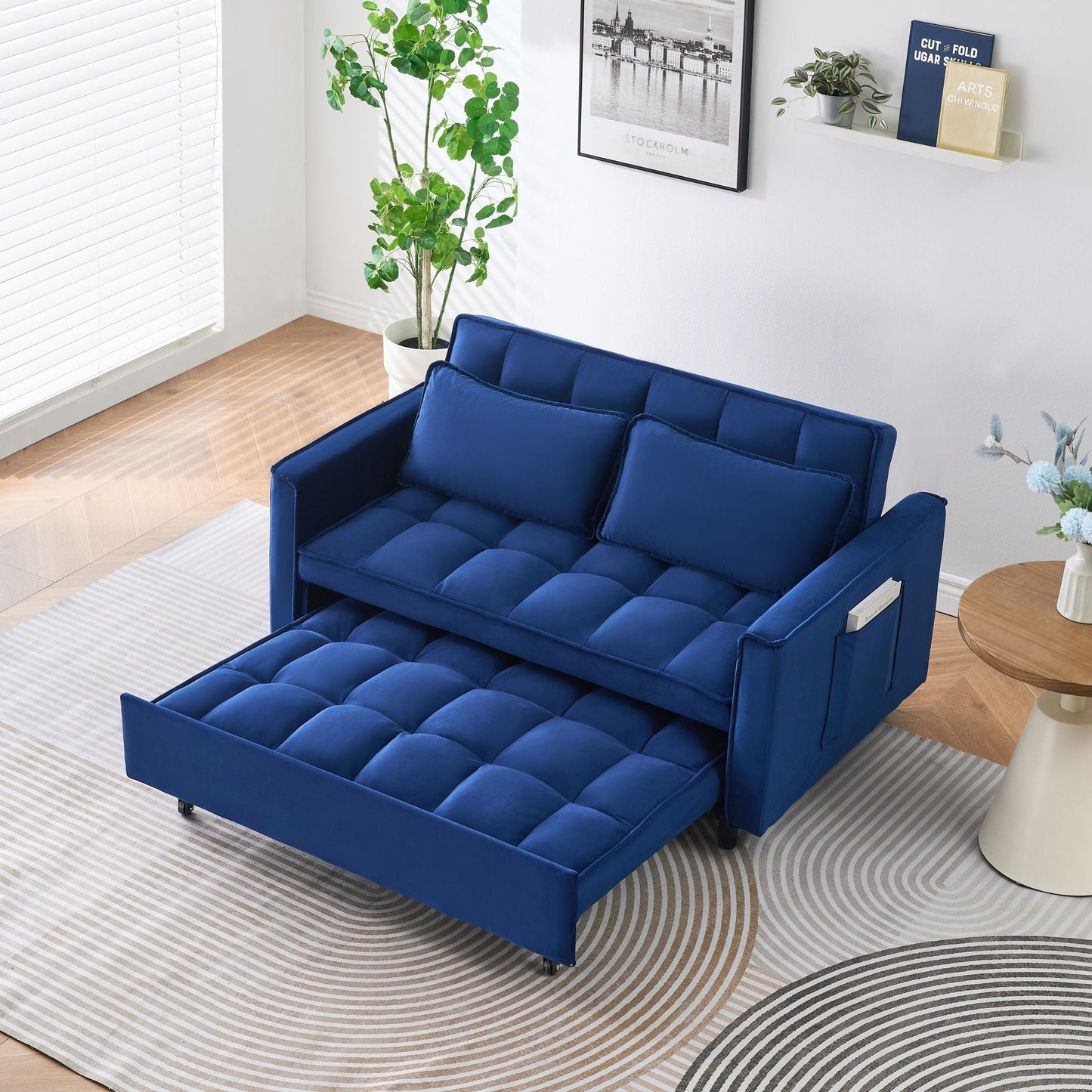 Sofa Bed With Pockets, 3 In 1 Convertible For Living Room