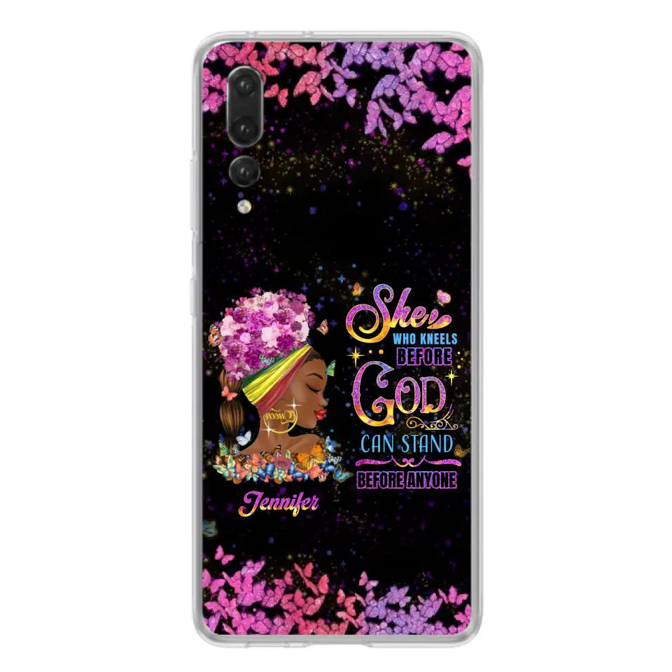 Custom Personalized Black Girl Phone Case - Gift Idea for Birthday/Friends - She Who Kneels Before God Can Stand Before Anyone - Case For Oppo/Xiaomi/Huawei
