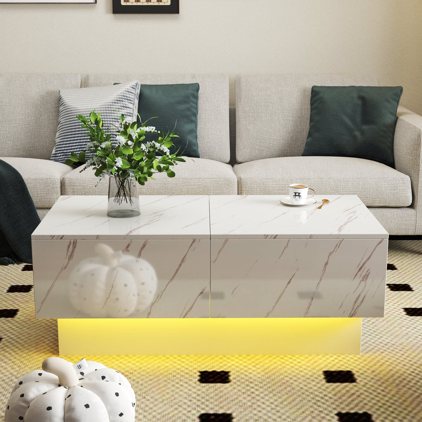 Coffee Table with Sliding Tabletop and Hidden Storage