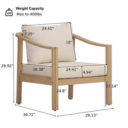 Acacia Wood Patio Furniture Club Chair with Soft Cushion