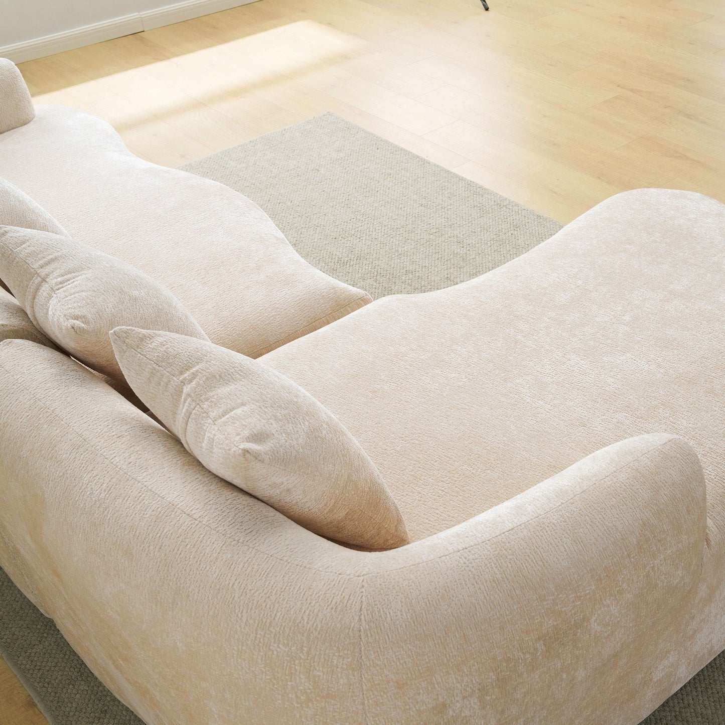 Modular L-Shape Sectional Sofa With Curved Chaise