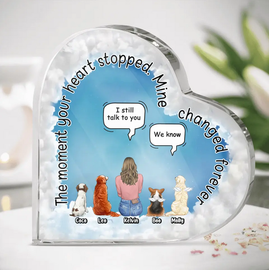 Personalized Pet Mom/Dad Crystal Heart - Up to 4 Pets - Gift Idea For Pets Lover - The Moment Your Heart Stopped Mine Changed Forever
