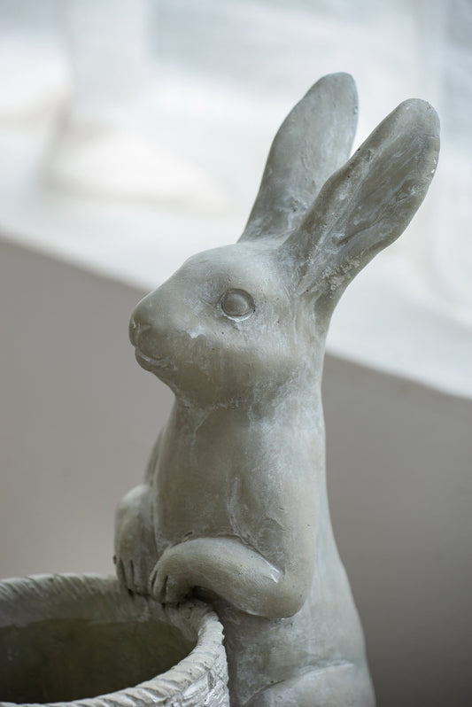 Meridian Trade Co Decorative Cement Rabbit Planter