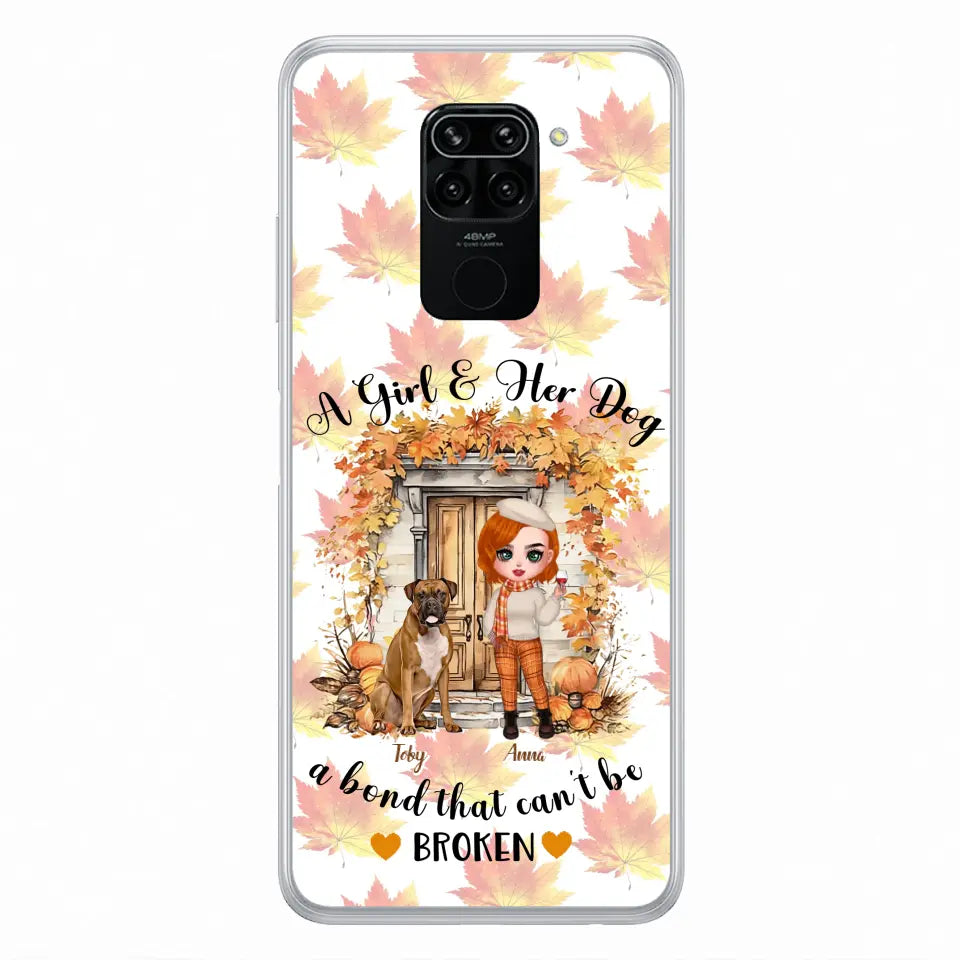 Personalized Fall And Dogs Phone Case - Gift Idea for Dog Lovers - Up to 6 Dogs - A Girl & Her Dogs A Bond That Can't Be Broken - Case For Xiaomi/ Oppo/ Huawei