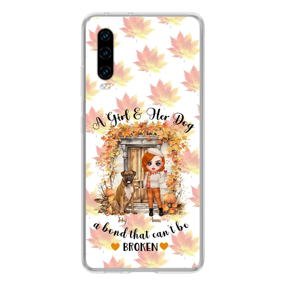 Personalized Fall And Dogs Phone Case - Gift Idea for Dog Lovers - Up to 6 Dogs - A Girl & Her Dogs A Bond That Can't Be Broken - Case For Xiaomi/ Oppo/ Huawei