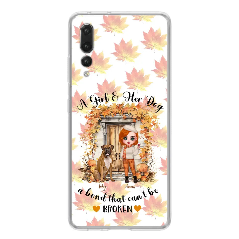 Personalized Fall And Dogs Phone Case - Gift Idea for Dog Lovers - Up to 6 Dogs - A Girl & Her Dogs A Bond That Can't Be Broken - Case For Xiaomi/ Oppo/ Huawei