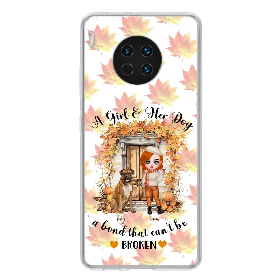 Personalized Fall And Dogs Phone Case - Gift Idea for Dog Lovers - Up to 6 Dogs - A Girl & Her Dogs A Bond That Can't Be Broken - Case For Xiaomi/ Oppo/ Huawei