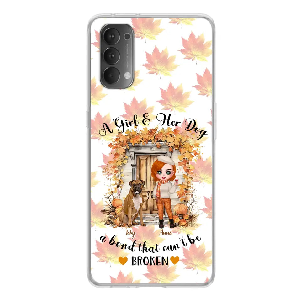 Personalized Fall And Dogs Phone Case - Gift Idea for Dog Lovers - Up to 6 Dogs - A Girl & Her Dogs A Bond That Can't Be Broken - Case For Xiaomi/ Oppo/ Huawei