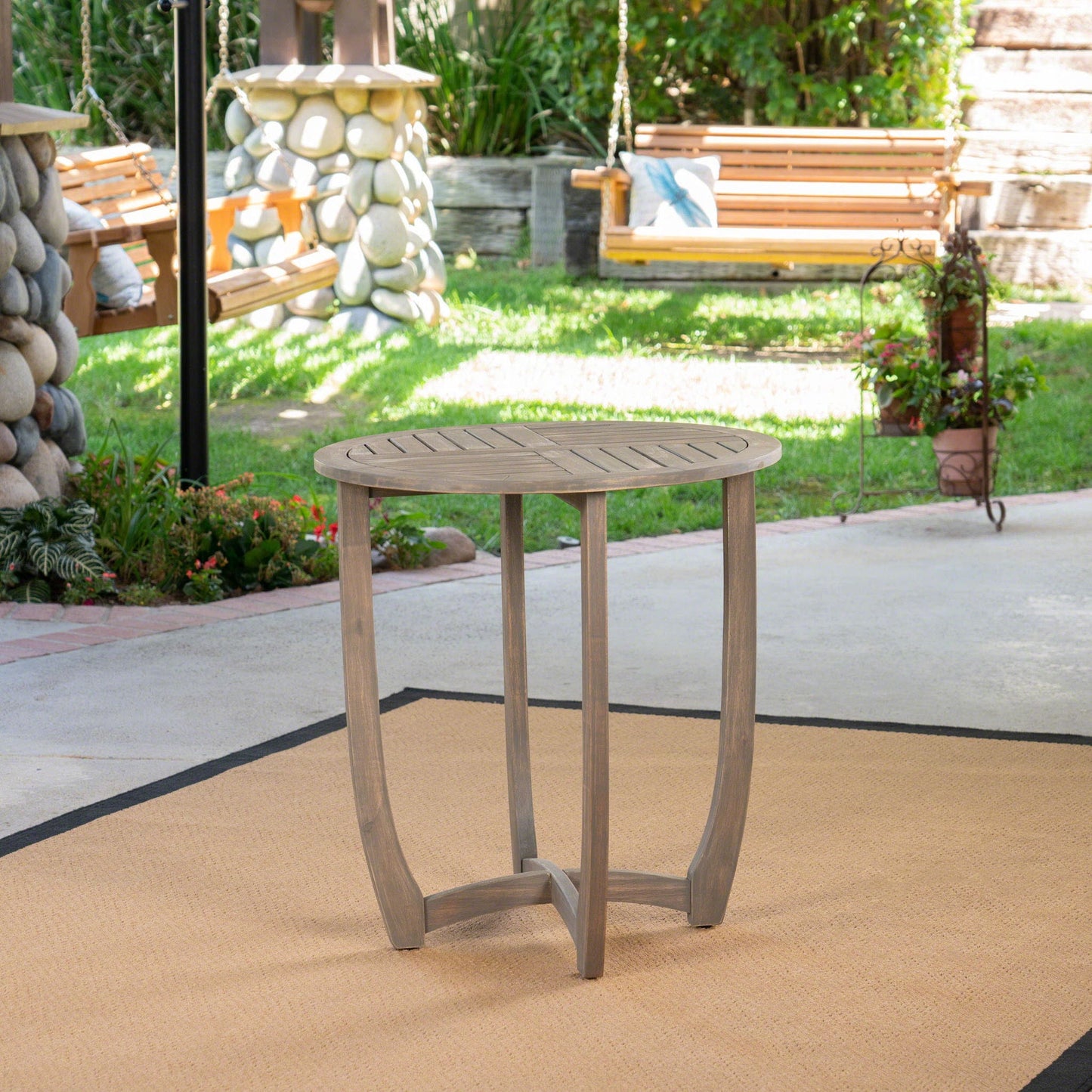 Hermosa Rustic Circular Bistro Table - Gray