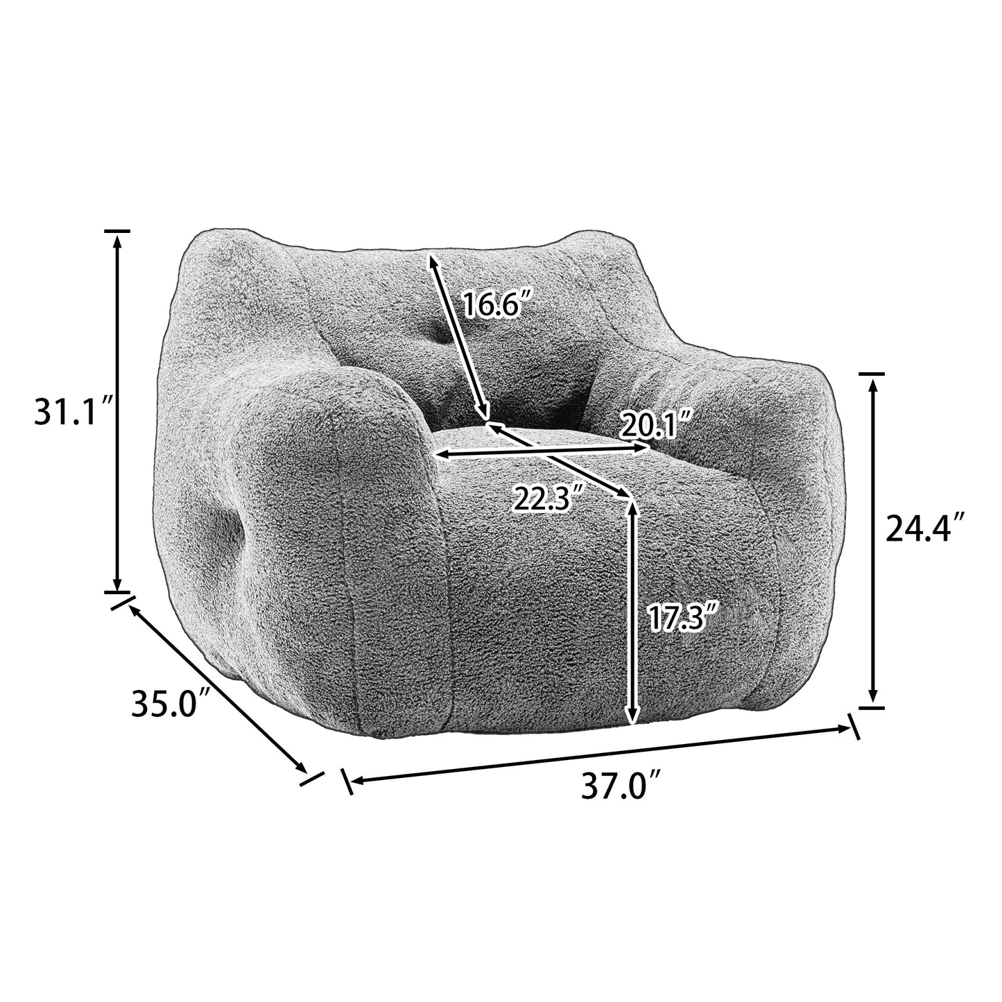 Bean Bag Sofa Chair with Armrests