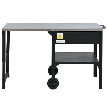 Foldable Outdoor Kitchen Cart With Storage For Patio
